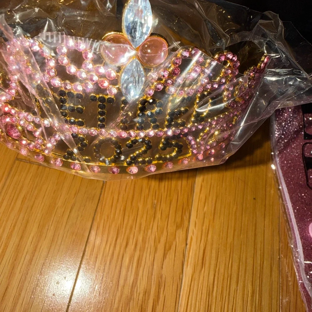 Retirement pink tiara and sash, includes box. Both are one size fits all. NWT
